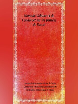 cover image of Notes de Voltaire et de Condorcet sur les pensées de Pascal